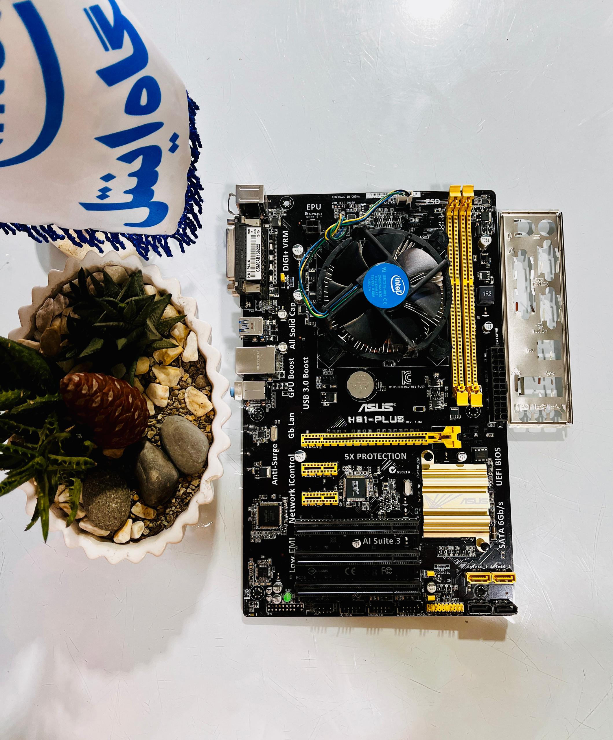باندل مادربرد (فن+cpu) ASUS H81-PLUS/DDR3/استوک
